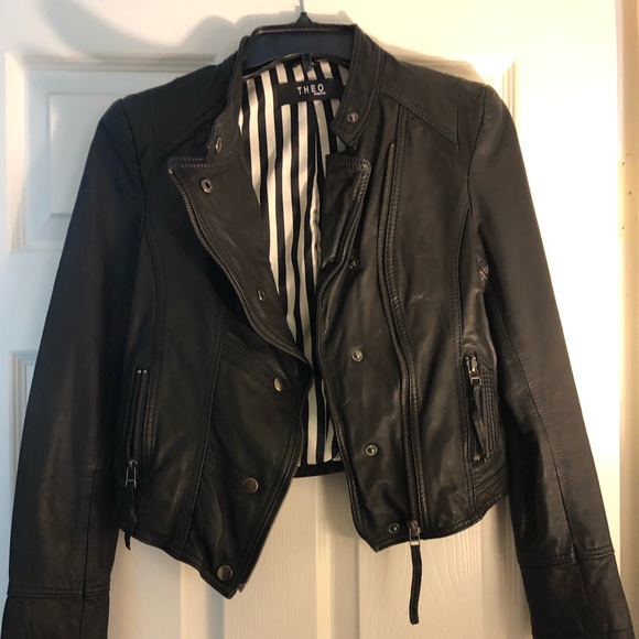 Theo Jackets & Blazers - THEO Moto Black Genuine Leather Jacket